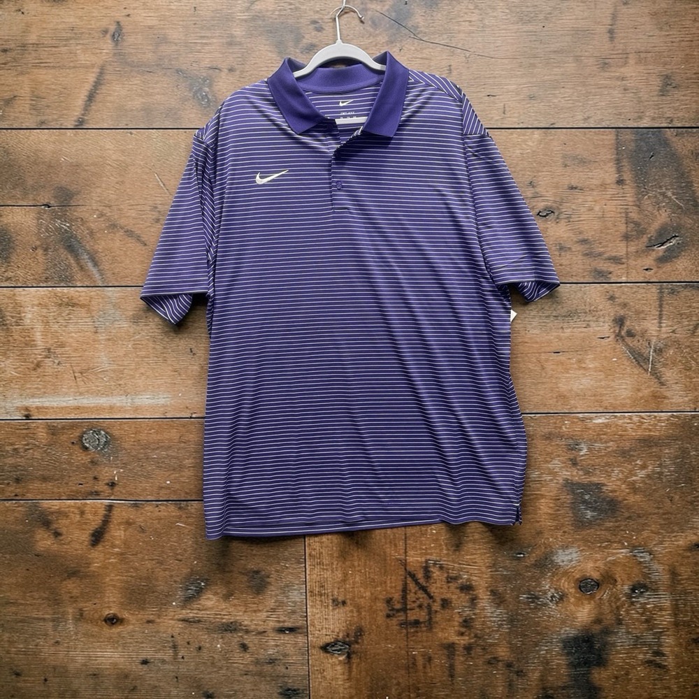Nike Men's Stadium Stripe Golf Polo- Dry Fit Purple Size XX Large New
